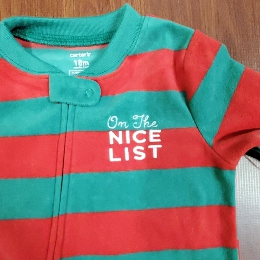 NWT Carter's Red & Green Christmas Fleece Pajamas